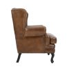 Vatican Wing Back Chesterfield Leather Accent Chair (Cameroon Cocoa)