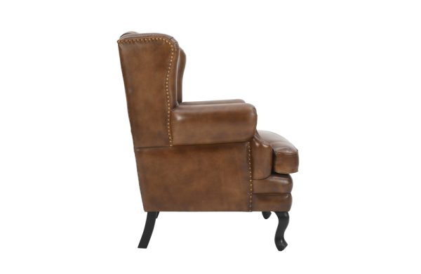 Vatican Wing Back Chesterfield Leather Accent Chair (Cameroon Cocoa)