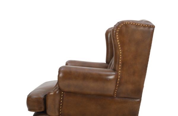 Vatican Wing Back Chesterfield Leather Accent Chair (Cameroon Cocoa)