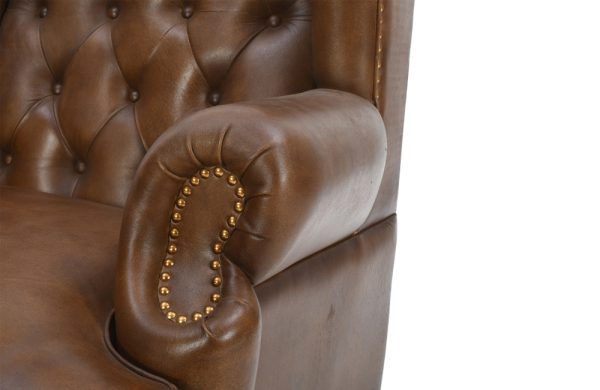 Vatican Wing Back Chesterfield Leather Accent Chair (Cameroon Cocoa)