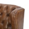 Vatican Wing Back Chesterfield Leather Accent Chair (Cameroon Cocoa)