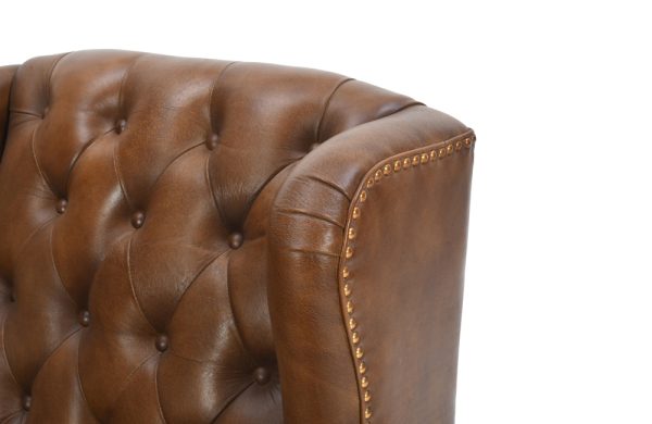 Vatican Wing Back Chesterfield Leather Accent Chair (Cameroon Cocoa)