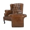 Vatican Wing Back Chesterfield Leather Accent Chair (Cameroon Cocoa)