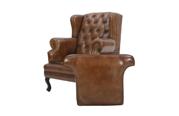 Vatican Wing Back Chesterfield Leather Accent Chair (Cameroon Cocoa)