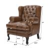 Vatican Wing Back Chesterfield Leather Accent Chair (Cameroon Cocoa)