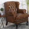 Vatican Wing Back Chesterfield Leather Accent Chair (Cameroon Cocoa)