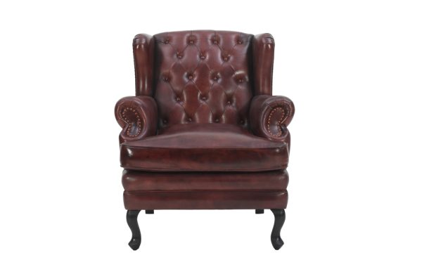 Vatican Wing Back Chesterfield Leather Accent Chair (Eminence Mocha)