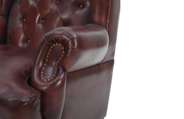 Vatican Wing Back Chesterfield Leather Accent Chair (Eminence Mocha)