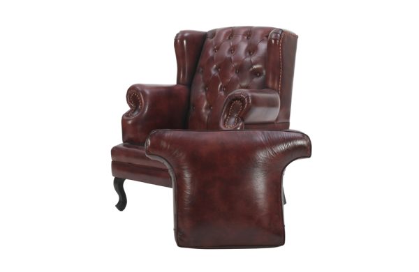 Vatican Wing Back Chesterfield Leather Accent Chair (Eminence Mocha)