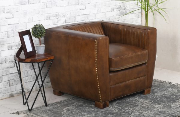 Chelsey Mannor Top Grain Leather Armchair (Cameroon Cocoa)