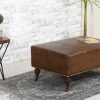 Bellezza Top Grain Leather Wheel Ottoman (Cocoa)