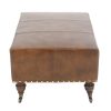 Bellezza Top Grain Leather Wheel Ottoman (Cocoa)