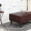 Bellezza Top Grain Leather Wheel Ottoman (Mocha)