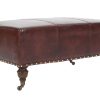 Bellezza Top Grain Leather Wheel Ottoman (Mocha)