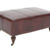 Bellezza Top Grain Leather Wheel Ottoman (Mocha)