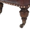 Bellezza Top Grain Leather Wheel Ottoman (Mocha)