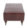 Bellezza Top Grain Leather Wheel Ottoman (Mocha)